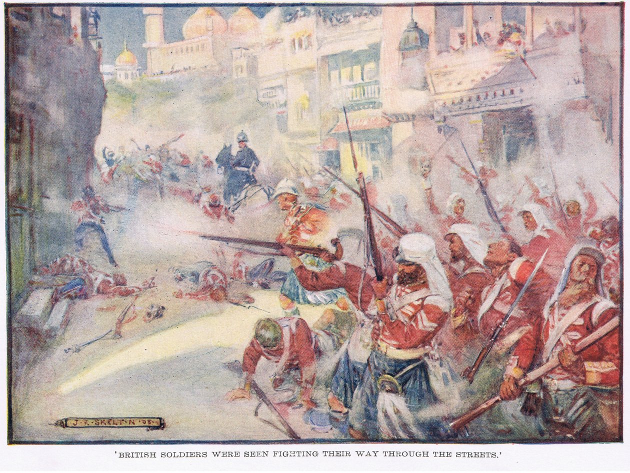 Soldados británicos luchando en las calles de Joseph Ratcliffe Skelton