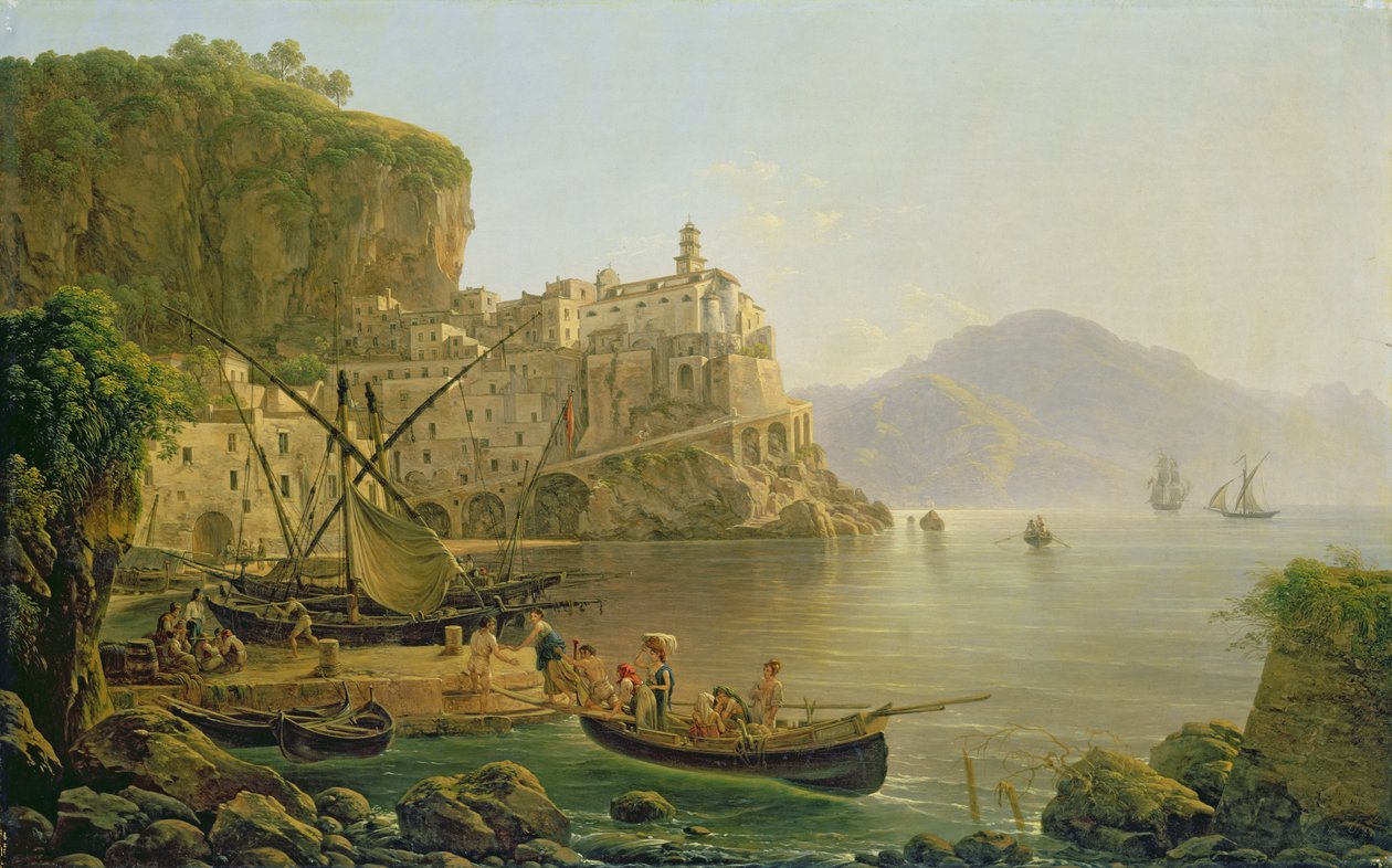 Vista hacia Atrani en la Costa Amalfitana, 1817 de Joseph Rebell