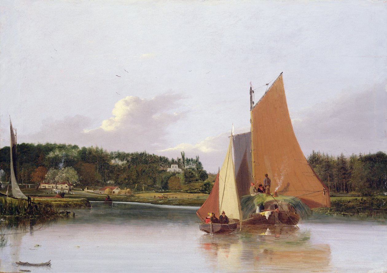 Barcos en el Yare cerca de Bramenton, Norfolk, 1828 de Joseph Stannard