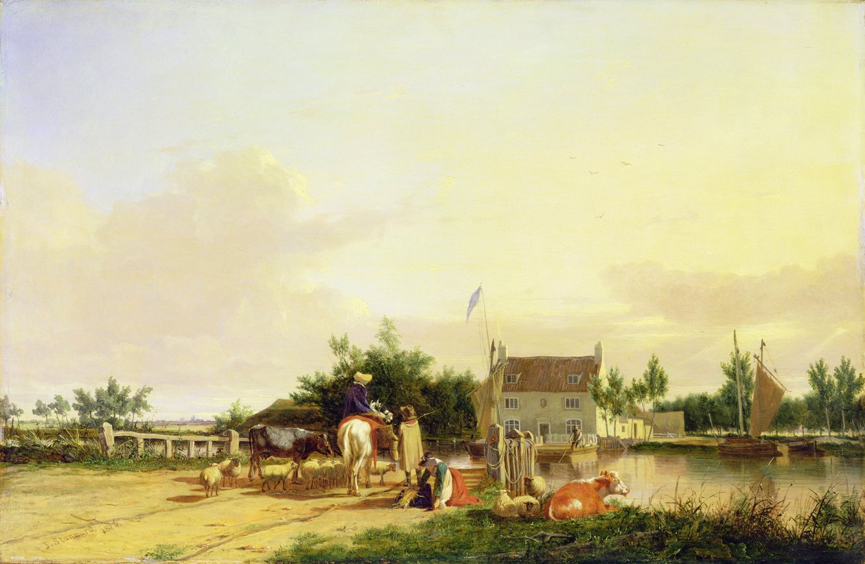 Ferry de Buckenham en el río Yare, Norfolk, 1826 de Joseph Stannard