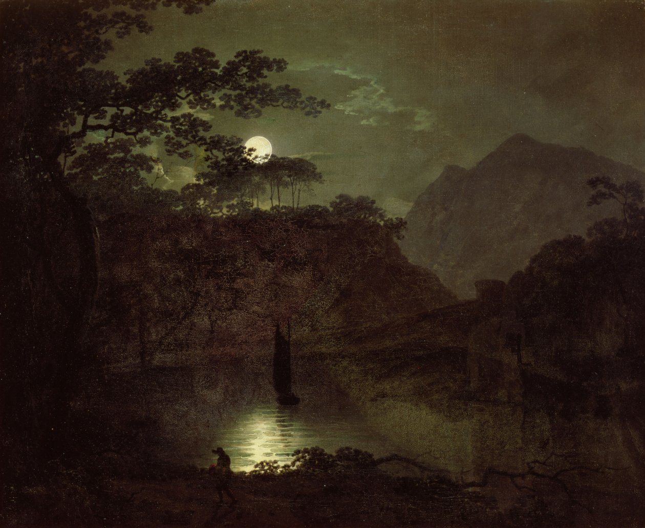 Un lago a la luz de la luna, c.1780-82 de Joseph Wright of Derby