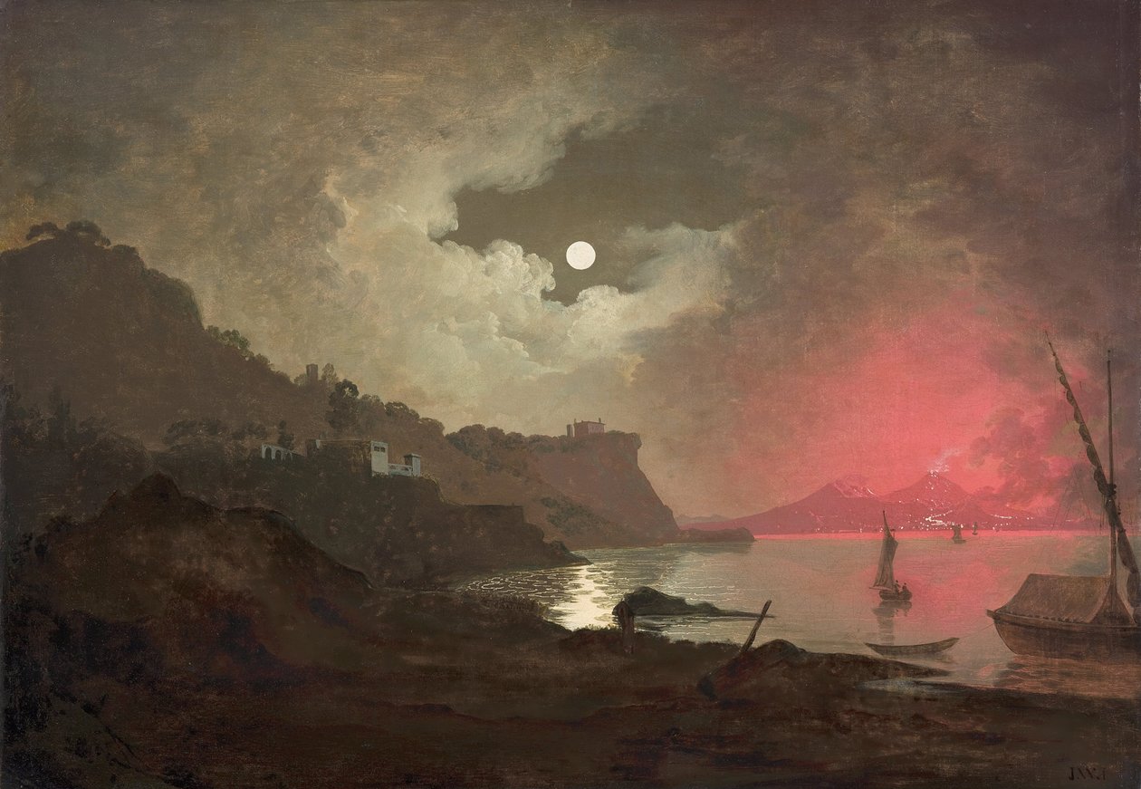 Vista del Vesubio desde Posillipo, Nápoles de Joseph Wright of Derby