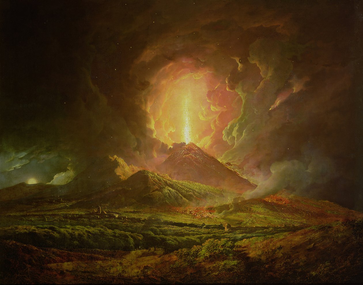 Una erupción del Vesubio, vista desde Portici, c.1774-6 de Joseph Wright of Derby