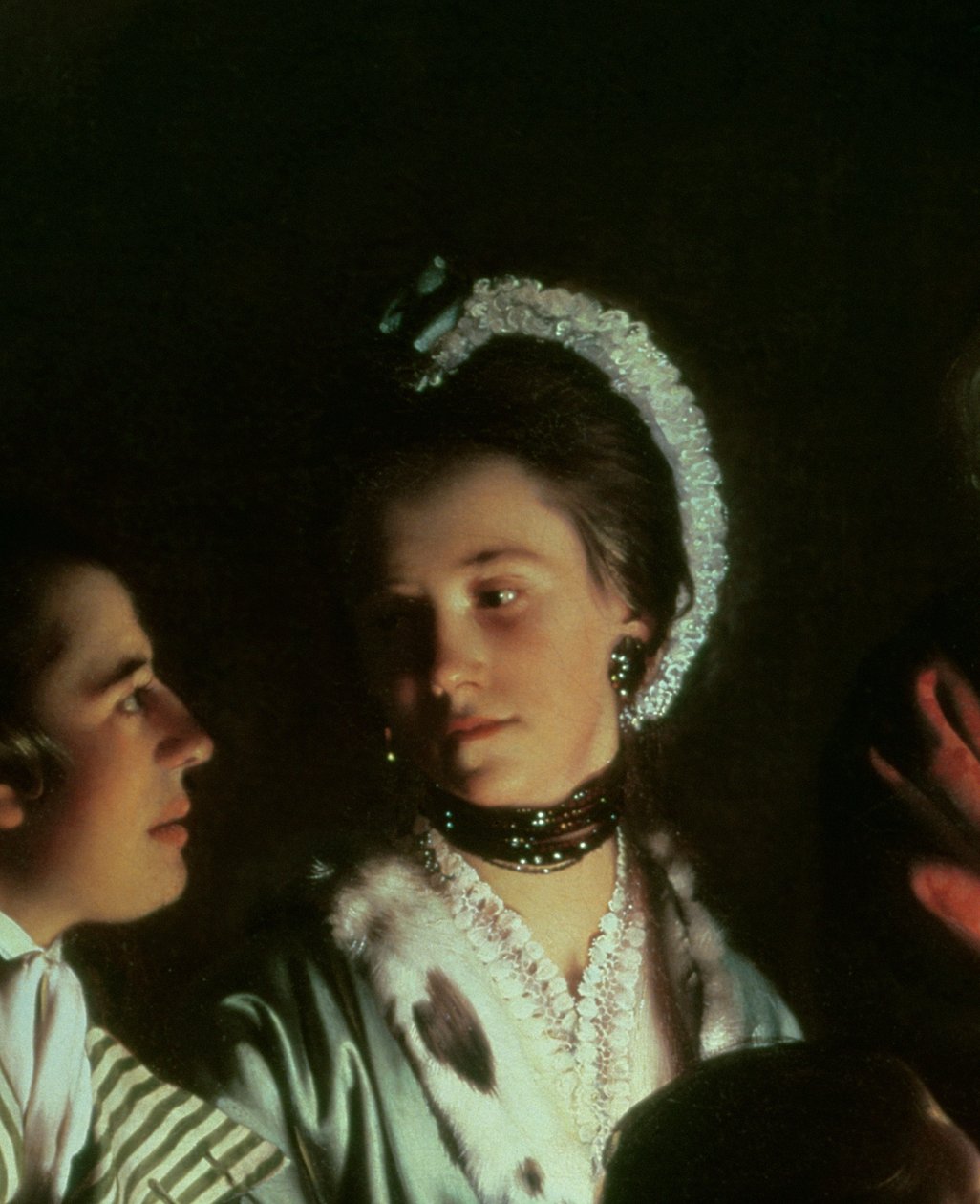 Un experimento con un pájaro en la bomba de aire, 1768 (detalle) de Joseph Wright of Derby