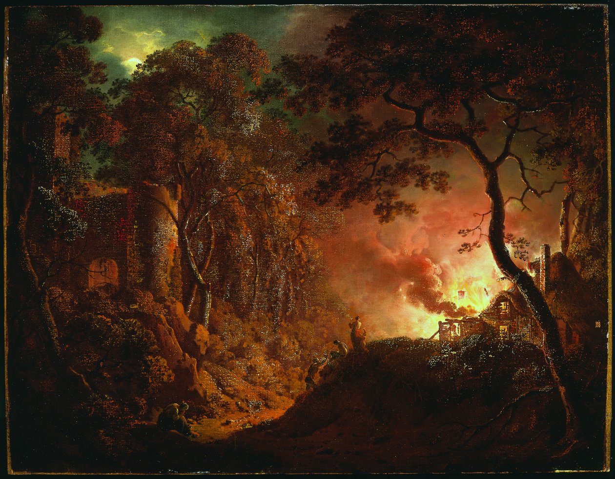 Cabaña en Llamas, c.1786-87 de Joseph Wright of Derby