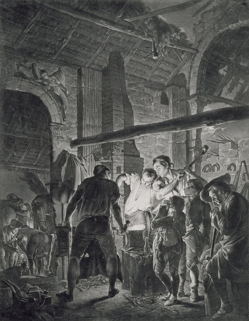 La Herrería, grabado por Richard Earlom (1743-1822), 1771 de Joseph Wright of Derby