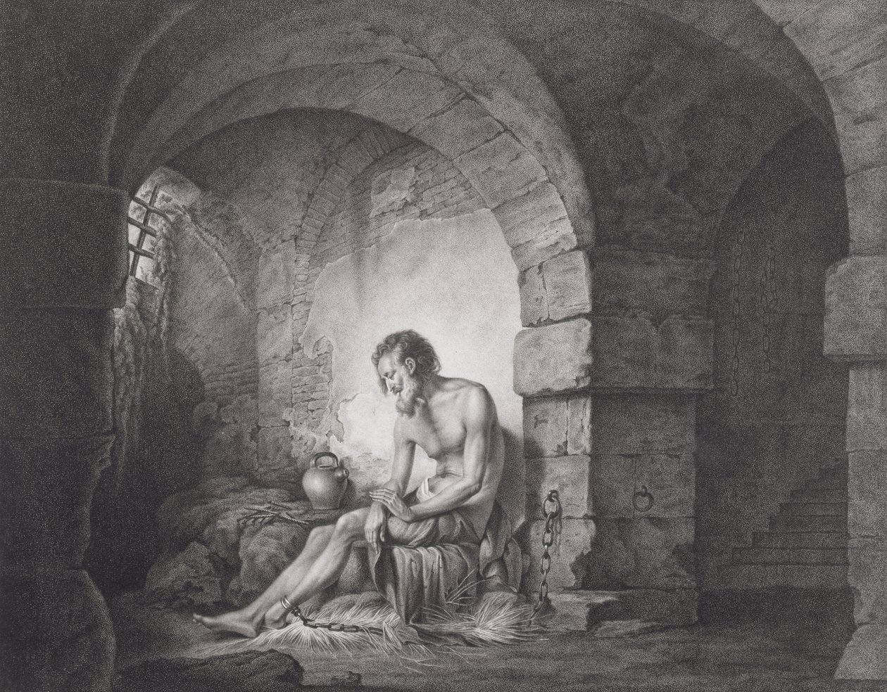 El cautivo, grabado por Thomas Ryder (1746-1810) 1786 de Joseph Wright of Derby