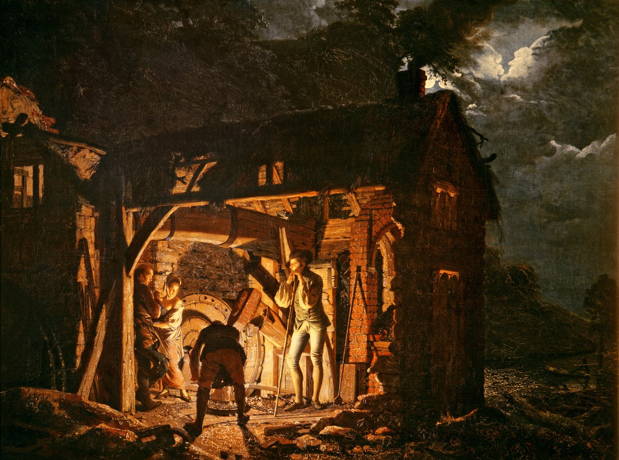 La forja de hierro vista desde fuera de Joseph Wright of Derby
