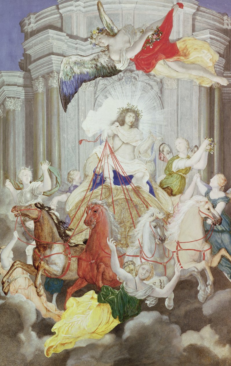 Triunfo del Rey Luis XIV (1638-1715) de Francia conduciendo el Carro del Sol precedido por Aurora de Joseph Werner