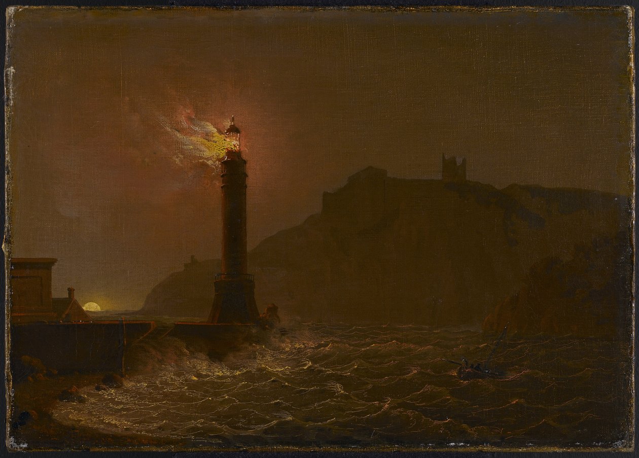 Un Faro en llamas por la noche de Joseph Wright of Derby