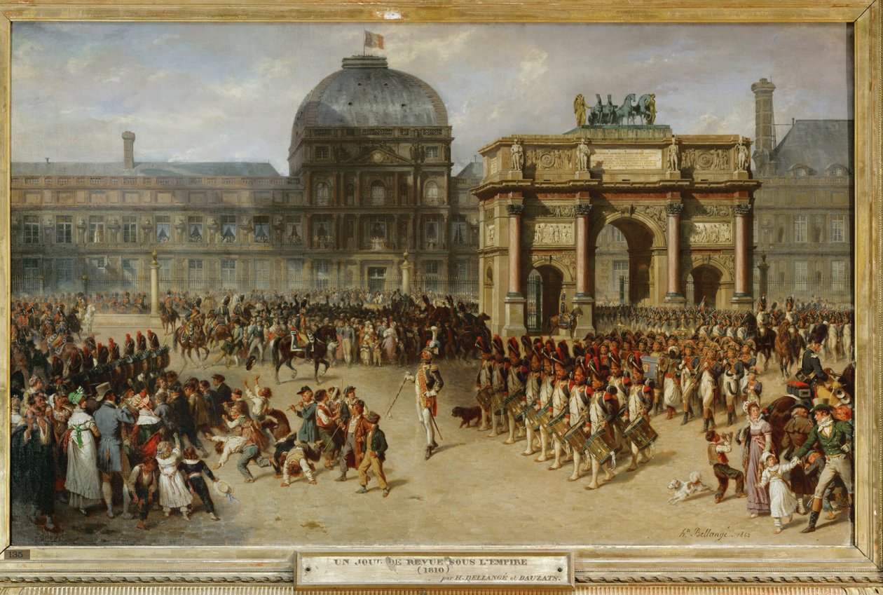 Revista militar frente al palacio de las Tullerías, París, en 1810 ... de Joseph-Louis-Hippolyte Bellange