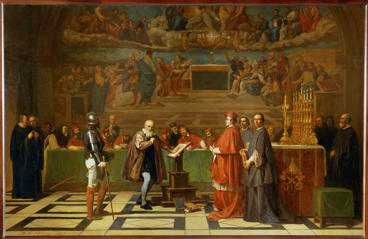 Galileo Galilei ante el Santo Oficio en el Vaticano ... de Joseph-Nicolas Robert-Fleury