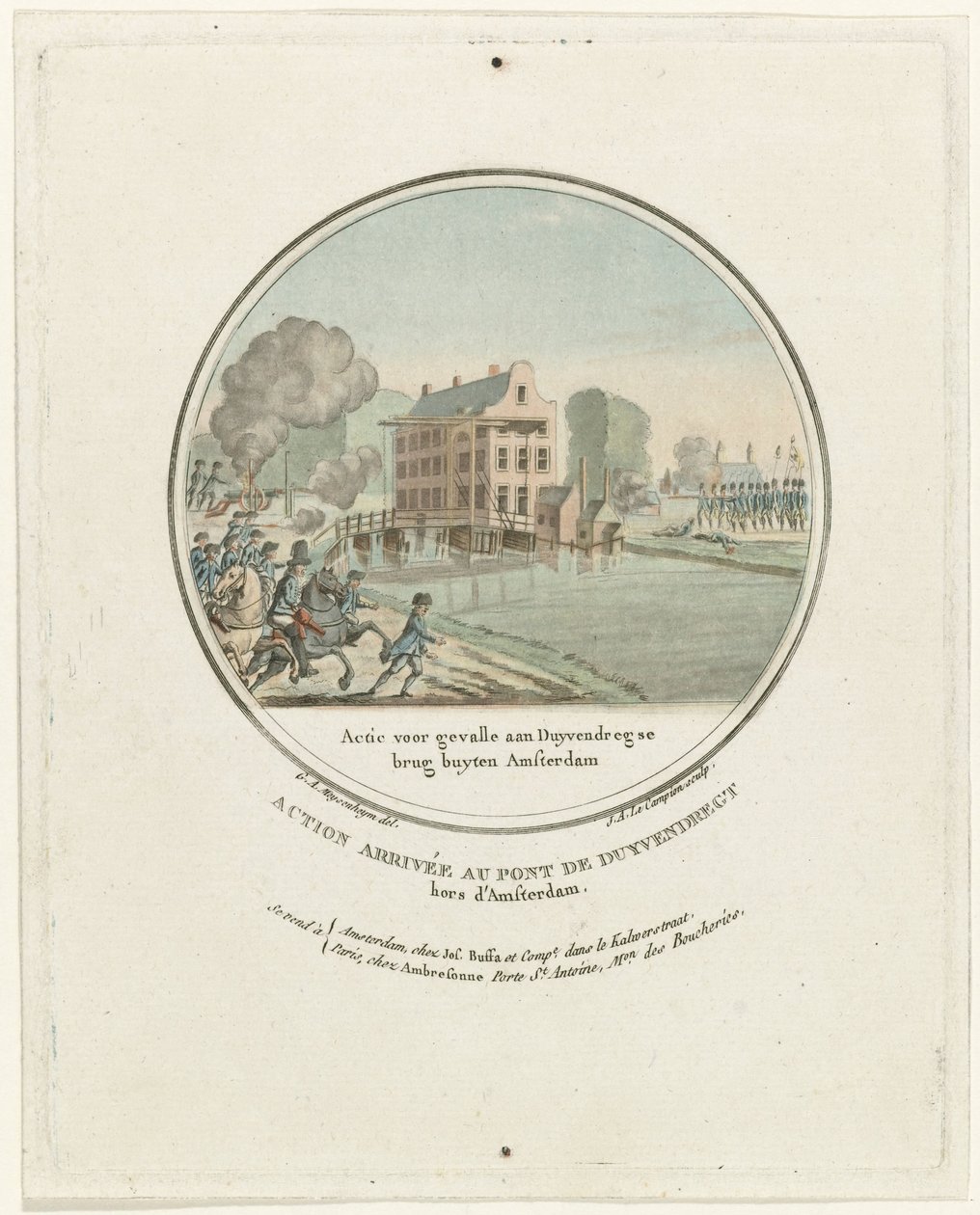 Ataque al puente Duivendrecht, 1787 Action for Gevalle aan Duyvendregse brug buyten Amsterdam / Action arrivée au pont de Duyvendregt hors d