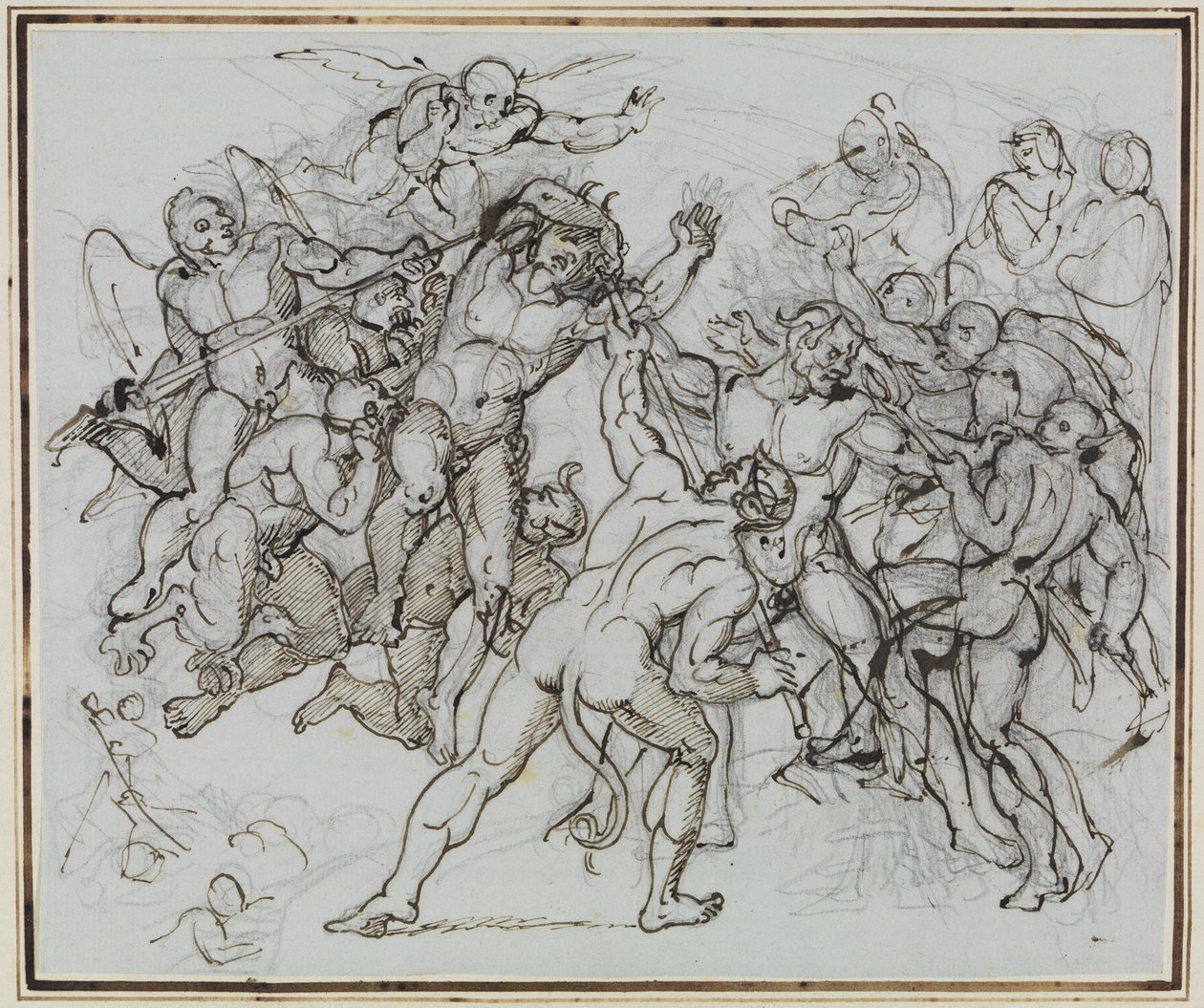En el lago de pez, el traficante Ciampolo de Navarra (Infierno de Dante, Canto 22, V 34) de Joseph Anton Koch