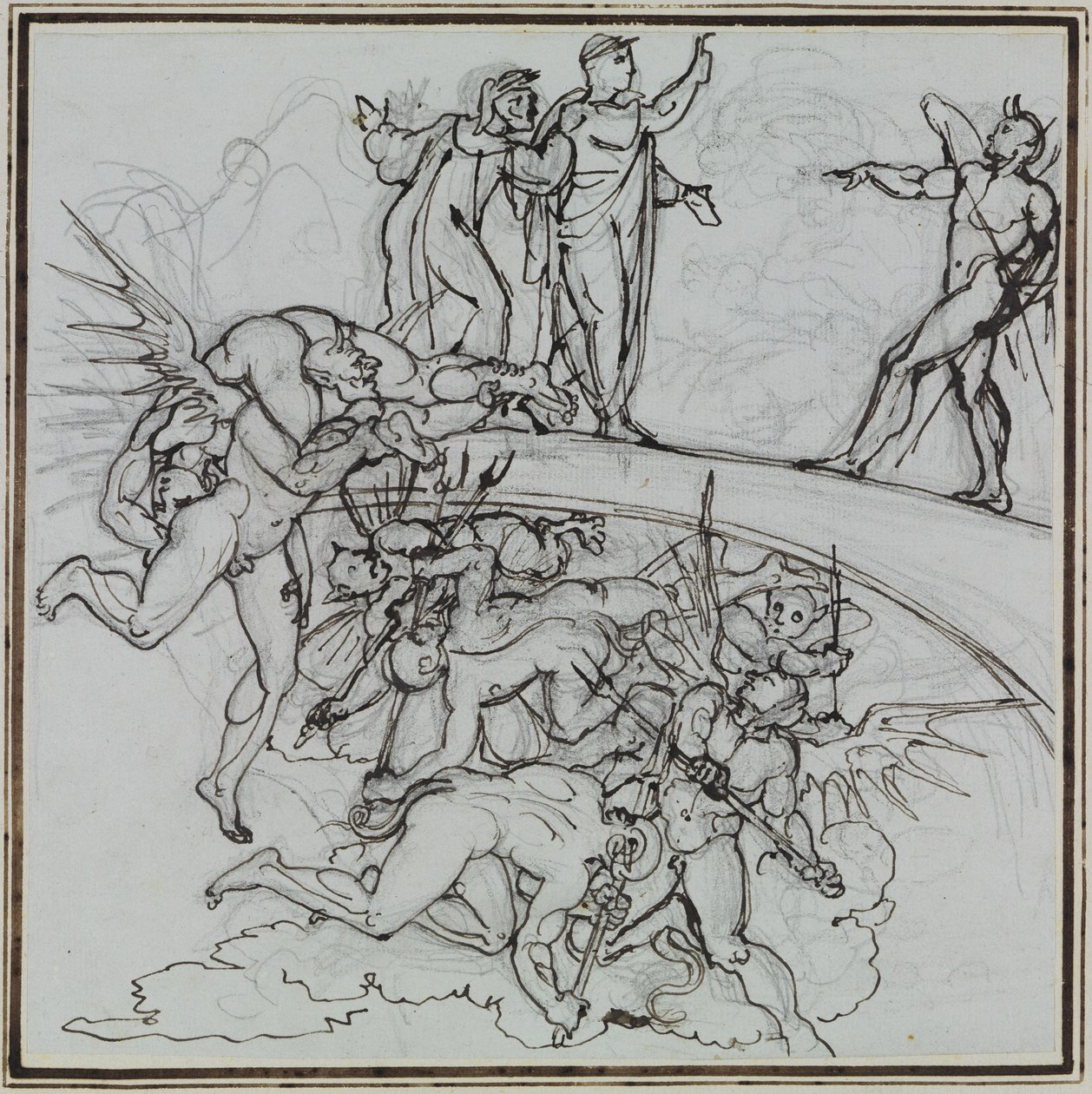 En el lago de pez de los corruptos, el consejero de Lucca (Infierno de Dante, Canto 21, V 34) de Joseph Anton Koch