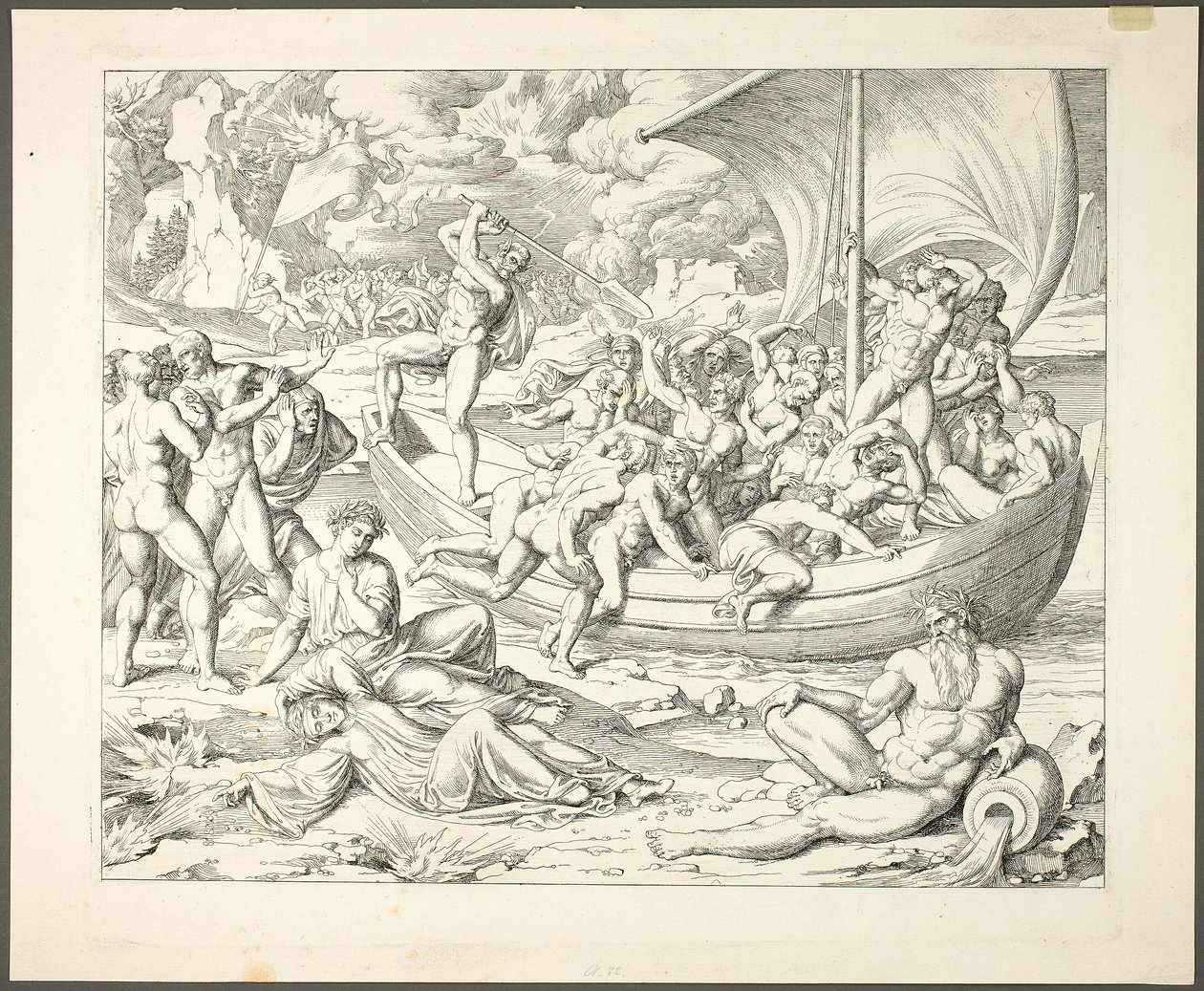 Corteza de Caronte con Almas cruzando la Estigia, lámina dos de Darstellungen aus Dante