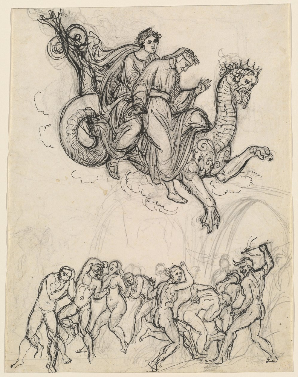 Dante y Virgilio montando en la espalda de Gerión de Joseph Anton Koch