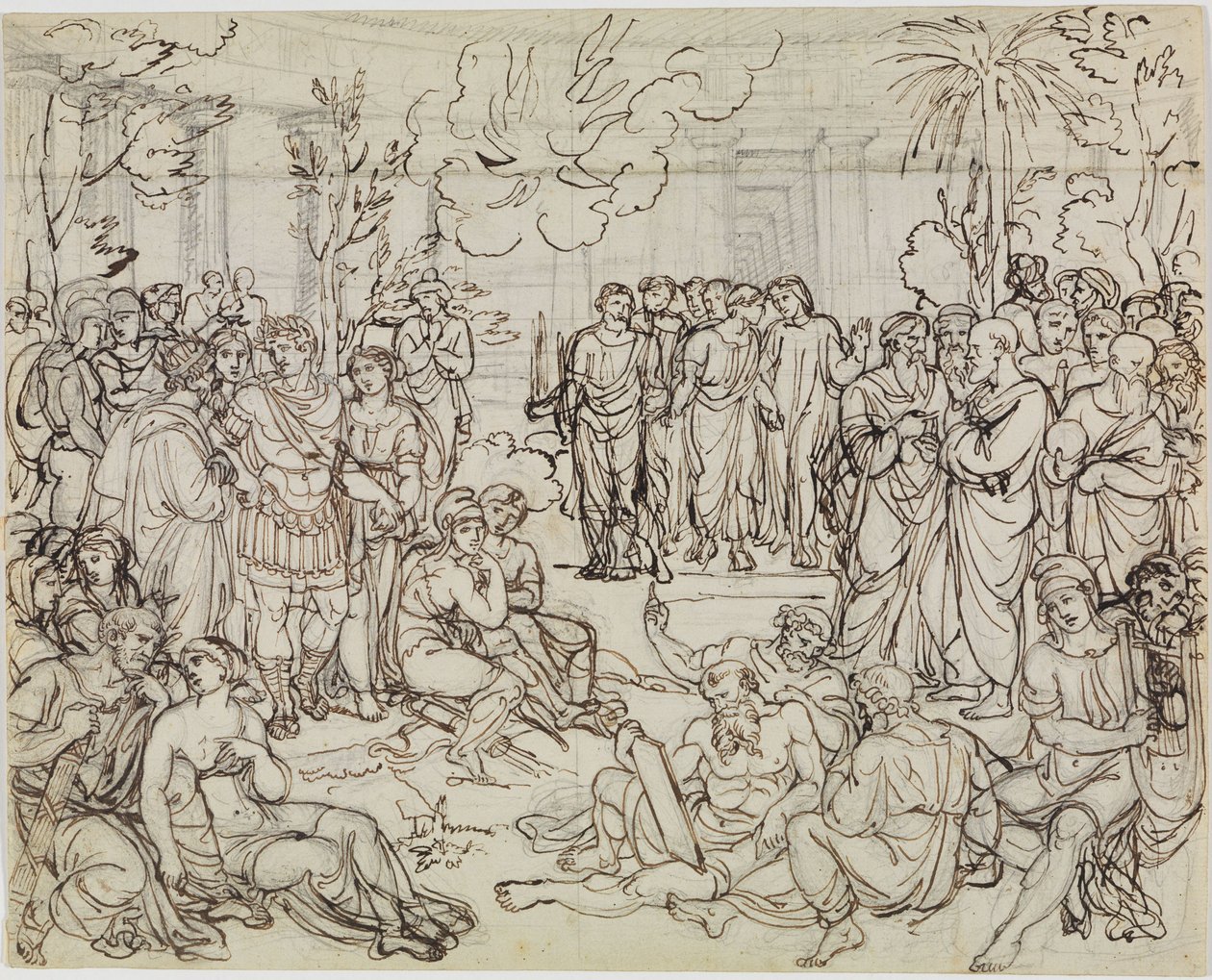 Dante y Virgilio entre los paganos en el limbo (Infierno de Dante, canto 4, v. 52) de Joseph Anton Koch