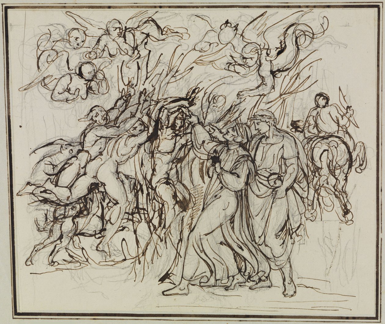 Dante y Virgilio en el bosque de los suicidas (Infierno de Dante, Canto 13, v. 31) de Joseph Anton Koch