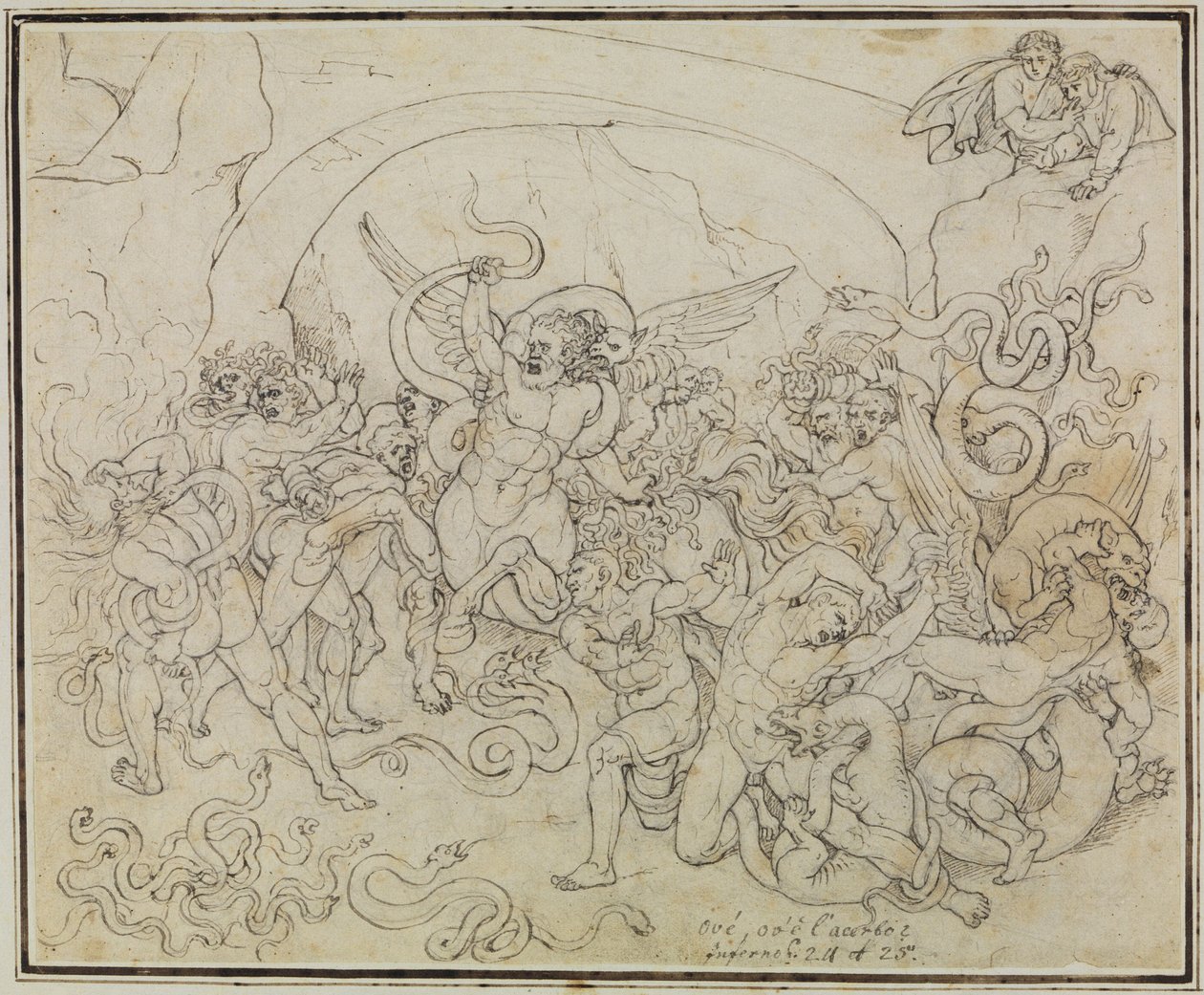 El castigo de los ladrones en el valle de las serpientes y los dragones (Infierno de Dante, Canto 25, V 17) de Joseph Anton Koch