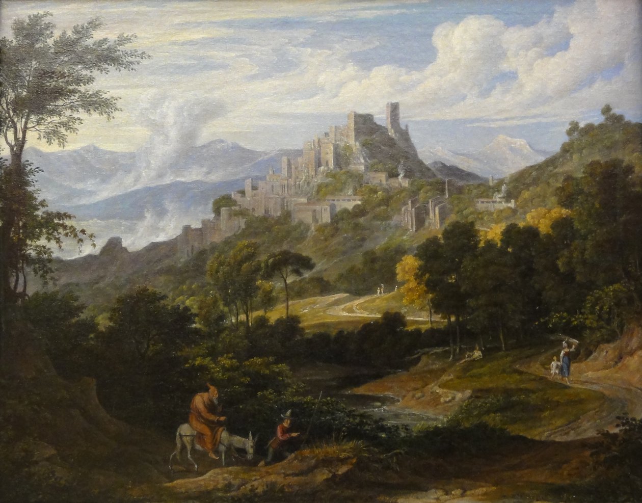 Paisaje cerca de Olevano con un monje a caballo de Joseph Anton Koch