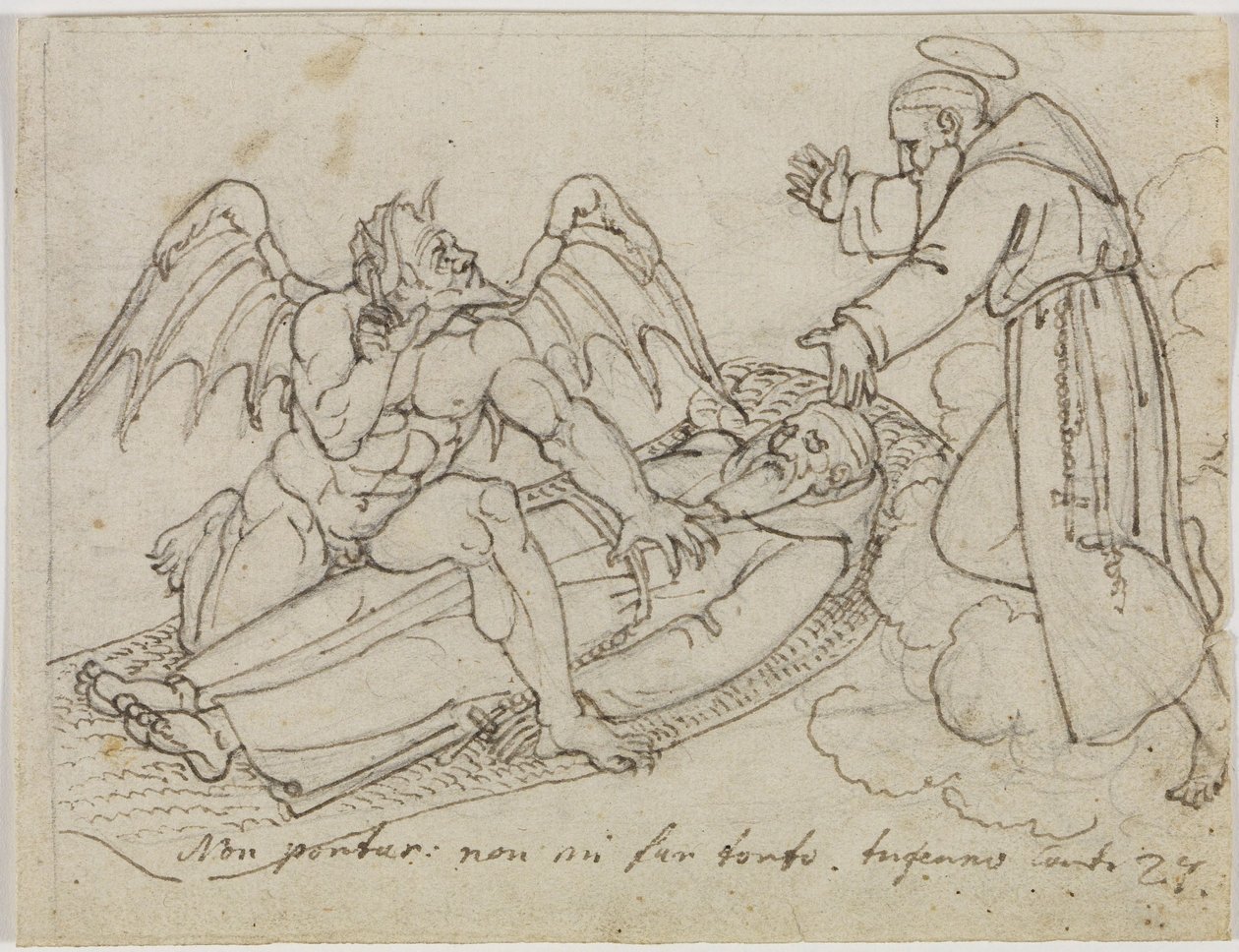 Boceto de Guido da Montefeltro (Infierno de Dante, Canto 27) de Joseph Anton Koch
