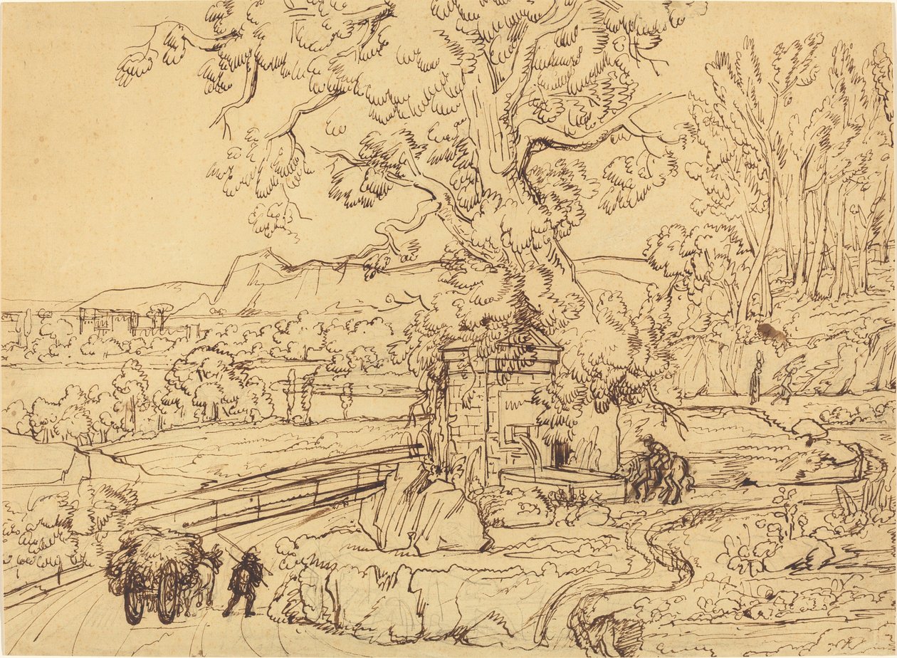 La Campiña Romana con una Fuente Antigua de Joseph Anton Koch