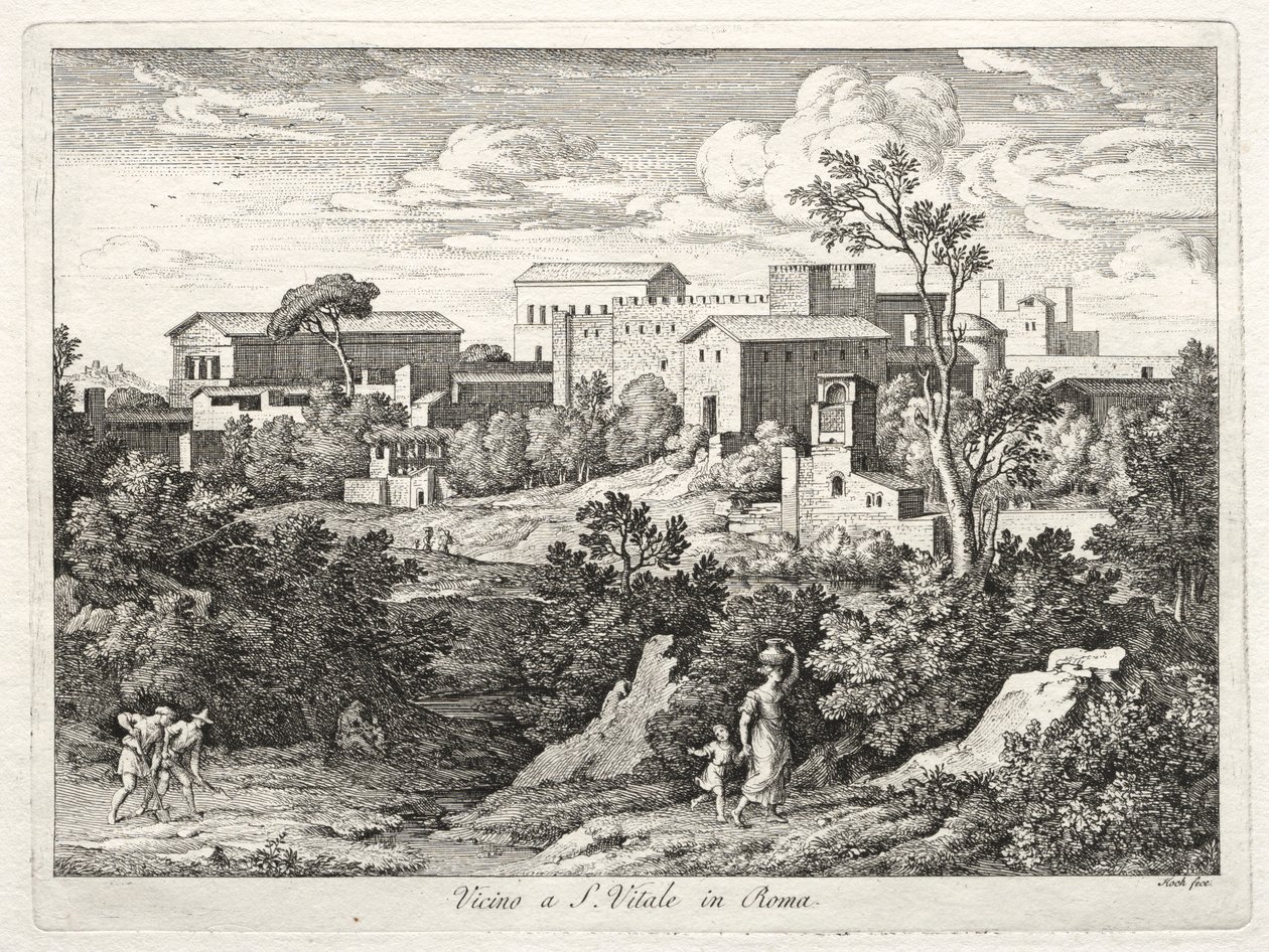 Vista de San Vitale, Roma, c. 1810 de Joseph Anton Koch