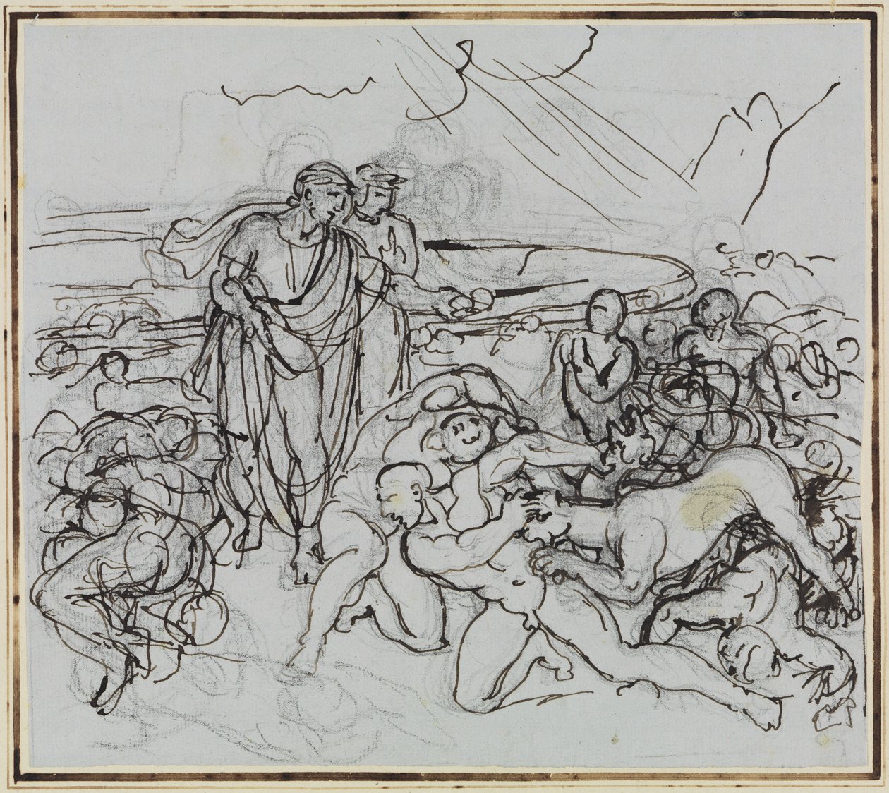 Virgilio calma a Cerbero (Infierno de Dante, canto 6, verso 13) de Joseph Anton Koch