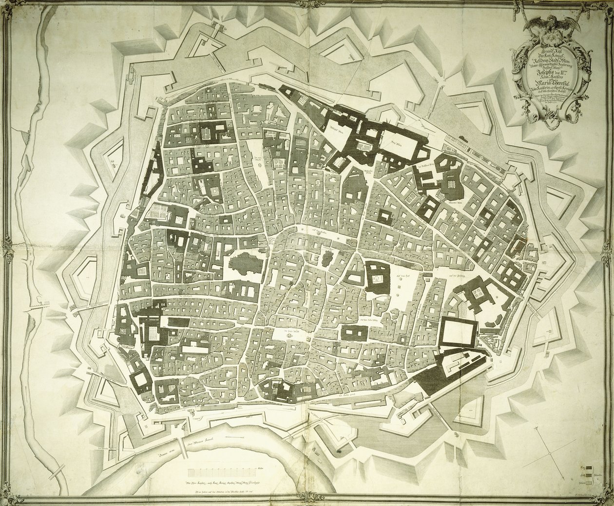 Un plano grabado de Viena, 1770 de Joseph Anton Nagel