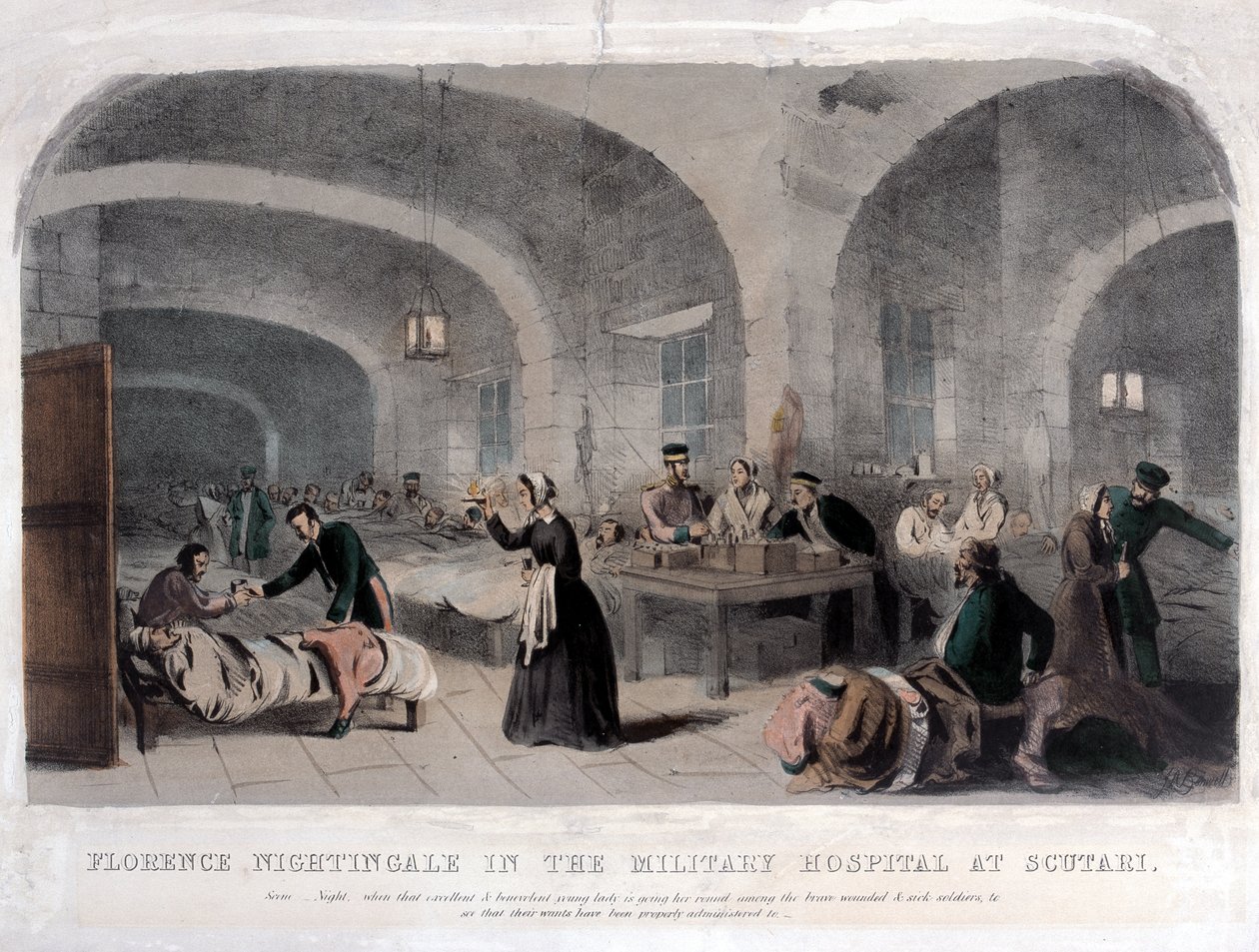 Florence Nightingale (1820-1910) en el Hospital Militar de Scutari durante la Guerra de Crimea, 1856 de Joseph Austin Benwell