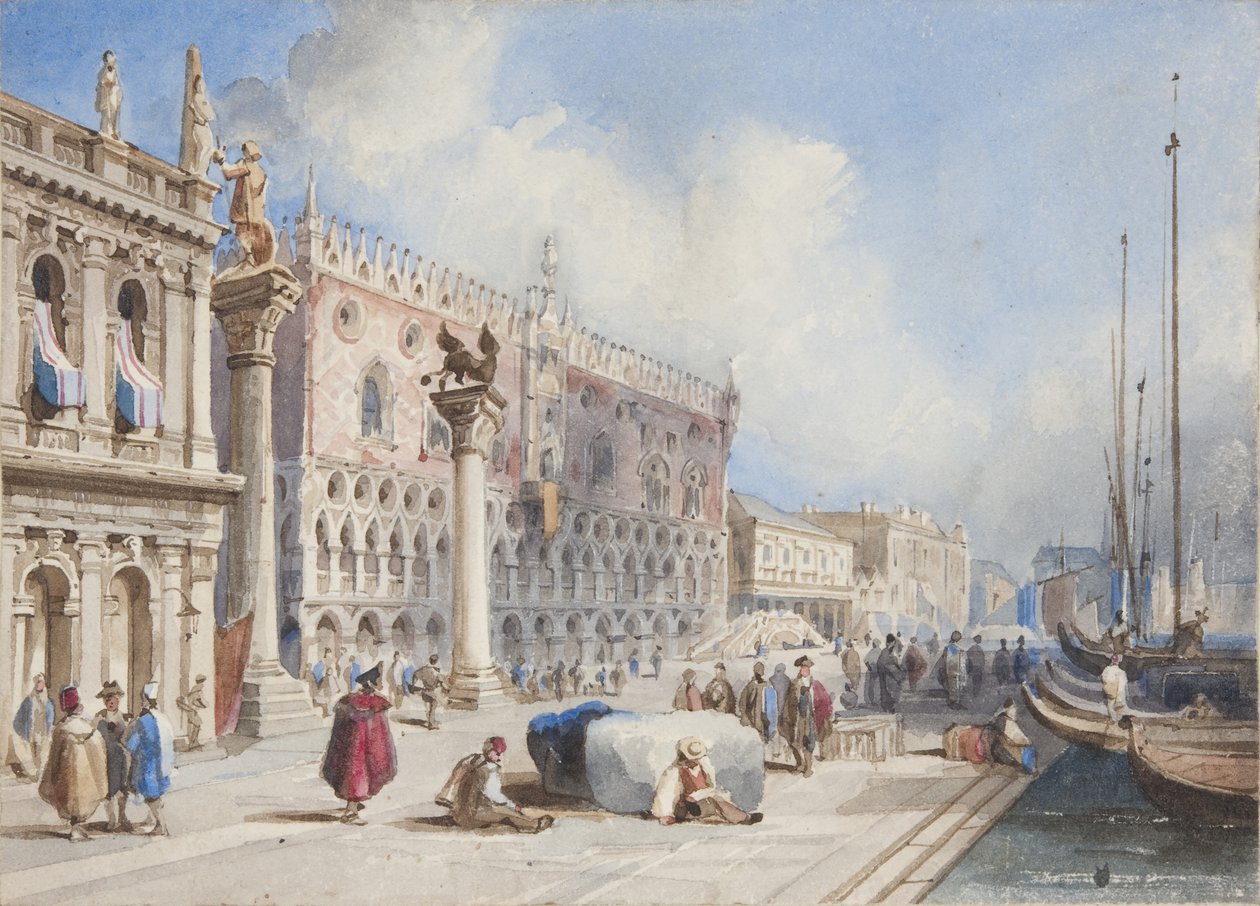 Venecia, pegado en el Diario de un viaje por Suiza e Italia de Thomas Moody, 1822 de Joseph Axe Sleap