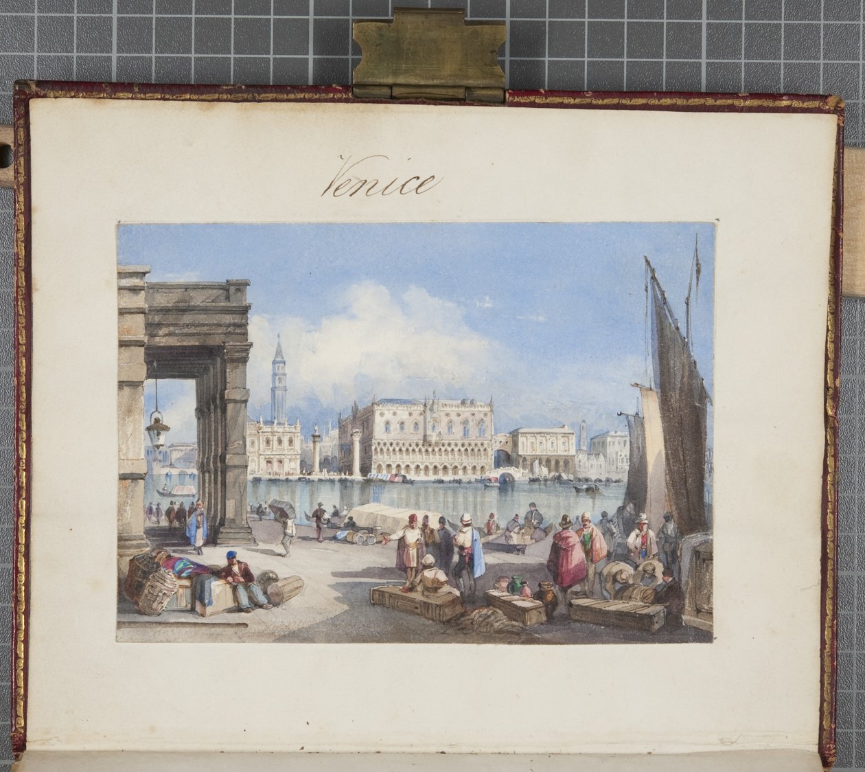 Venecia, pegado en la portada del Diario de un viaje por Suiza e Italia de Thomas Moody, 1822 de Joseph Axe Sleap