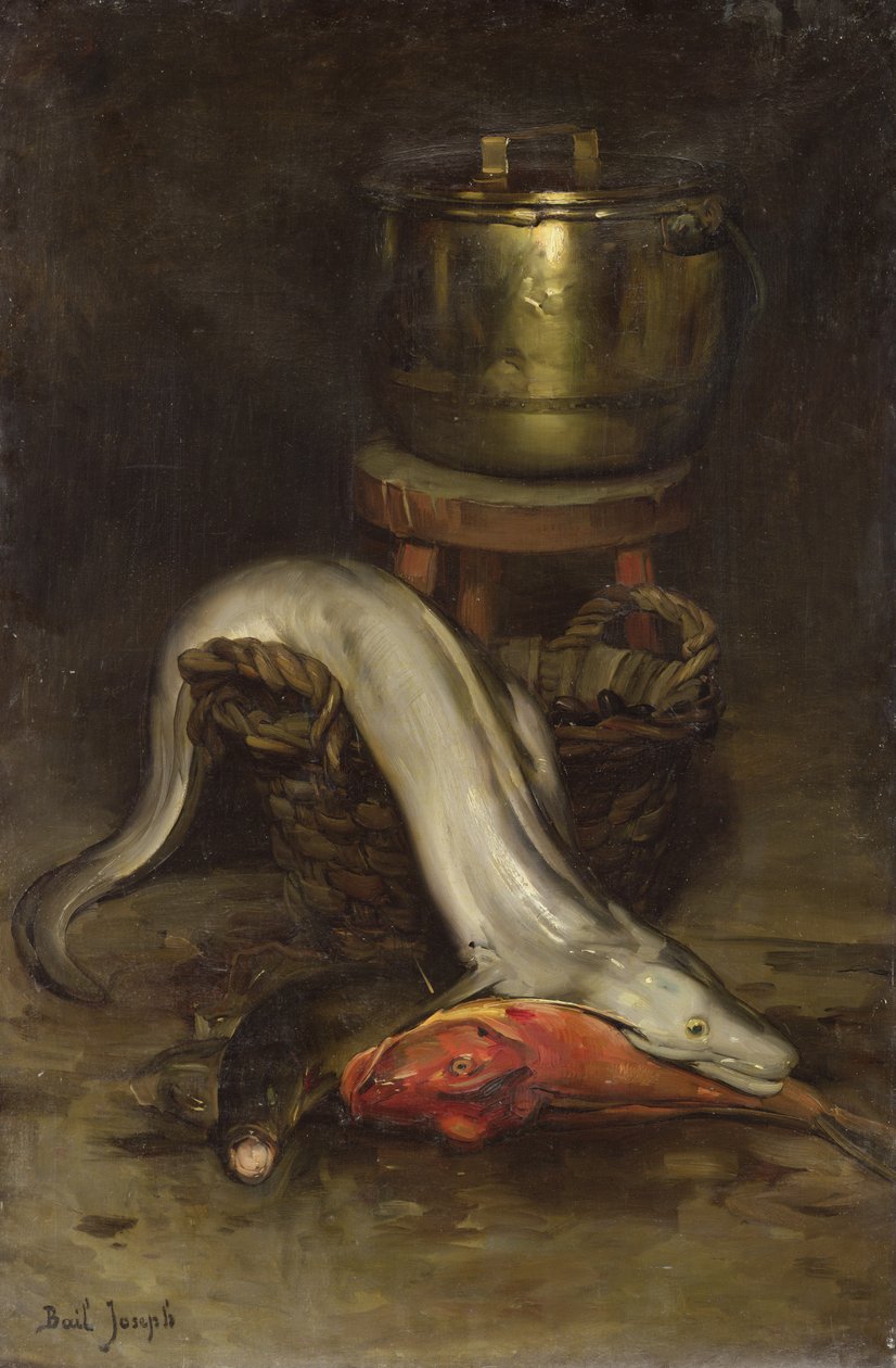 Naturaleza muerta con pescado y caldero de Joseph Bail