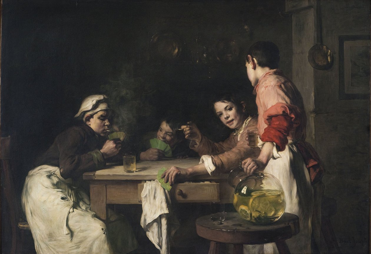 Los jugadores de cartas, hacia 1897 (óleo sobre lienzo) de Joseph Bail
