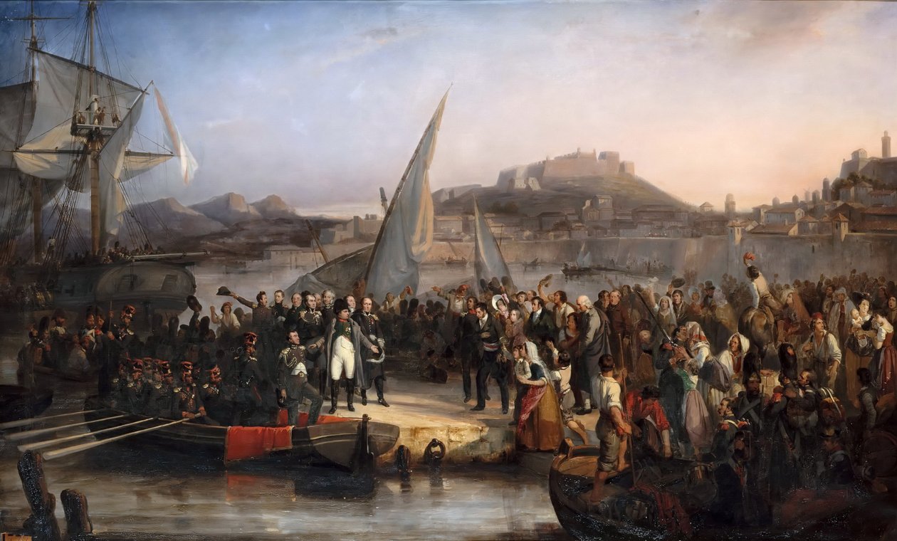 Napoleón dejando la isla de Elba el 26 de febrero de 1815 de Joseph Beaume