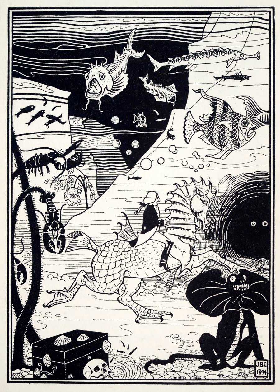Había una gran variedad de árboles altos y nobles, cargados de frutos marinos, como langostas..., 1895 de Joseph Benwell Clark