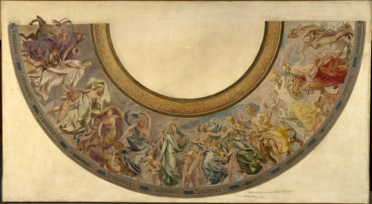 Boceto de la Escalera del Festival en el Ayuntamiento de París: Los meses republicanos de Joseph Blanc
