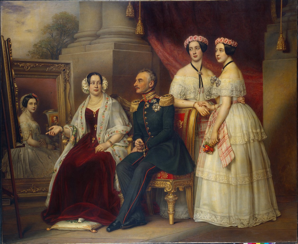 Retrato de familia de Joseph, duque de Saxe Altenburg (Sax-Altenburg) (1789-1868) - Pintura de Joseph Karl Stieler (1781-1858), óleo sobre lienzo de Joseph Carl Stieler