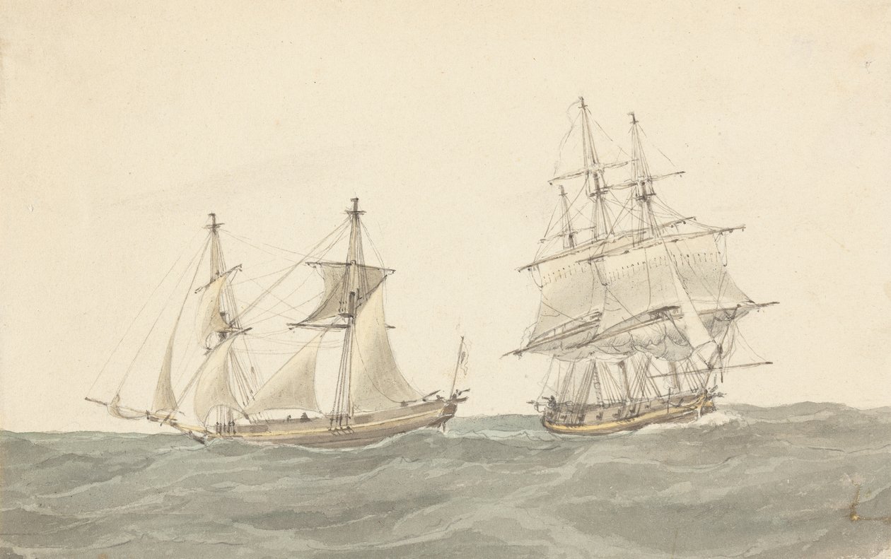 Barquentina y fragata en mar gruesa de Joseph Cartwright