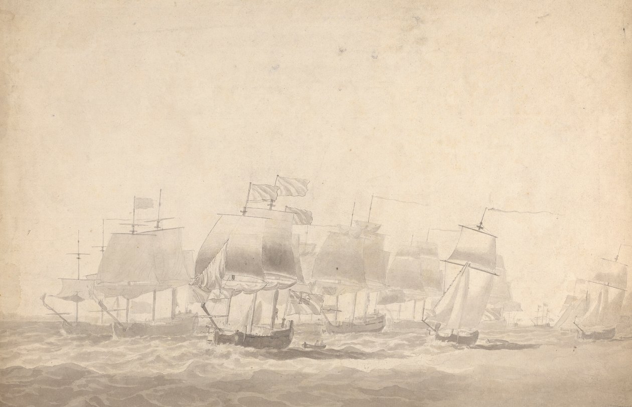 Varios buques en formación para la batalla en mar gruesa de Joseph Cartwright