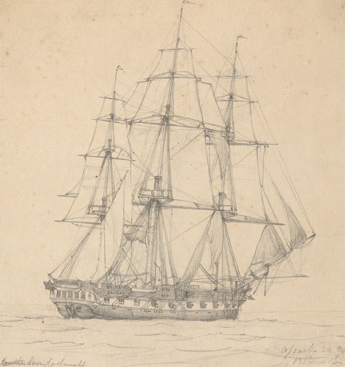 Fragata individual, popa a proa 1813 de Joseph Cartwright