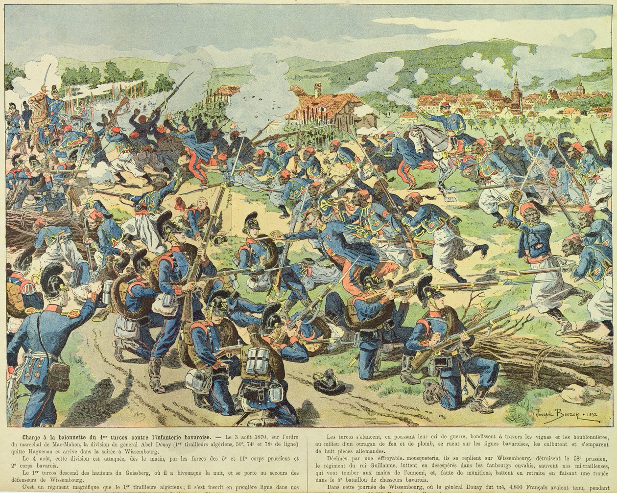 La batalla de Wissembourg, 3-4 de agosto de 1870 de Joseph Charles (after) Beuzon