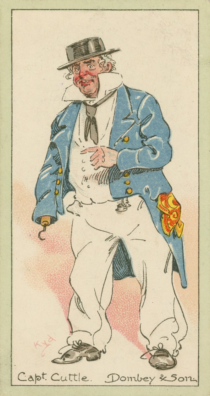 Capitán Cuttle, Dombey  Son (litografía en color) de Joseph Clayton (1856-1937) (after) Clarke