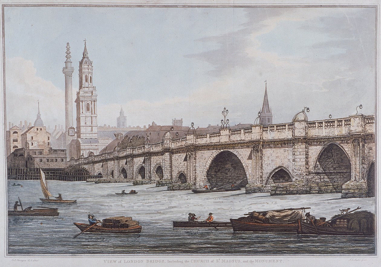 Puente de Londres antiguo, Londres, 1790 de Joseph Constantine Stadler