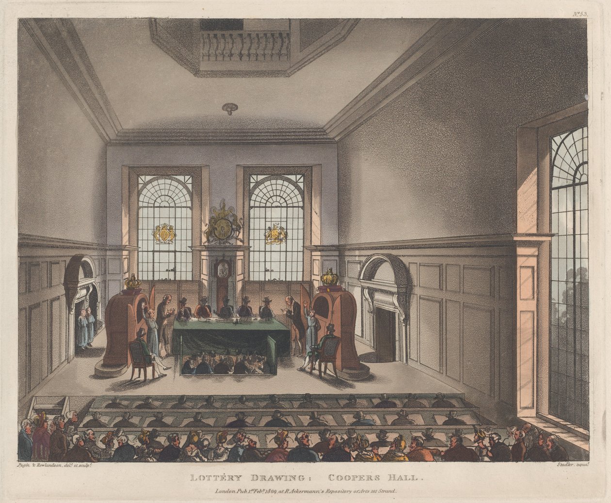 Sorteo de lotería, Coopers Hall, 1 de febrero de 1809 de Joseph Constantine Stadler