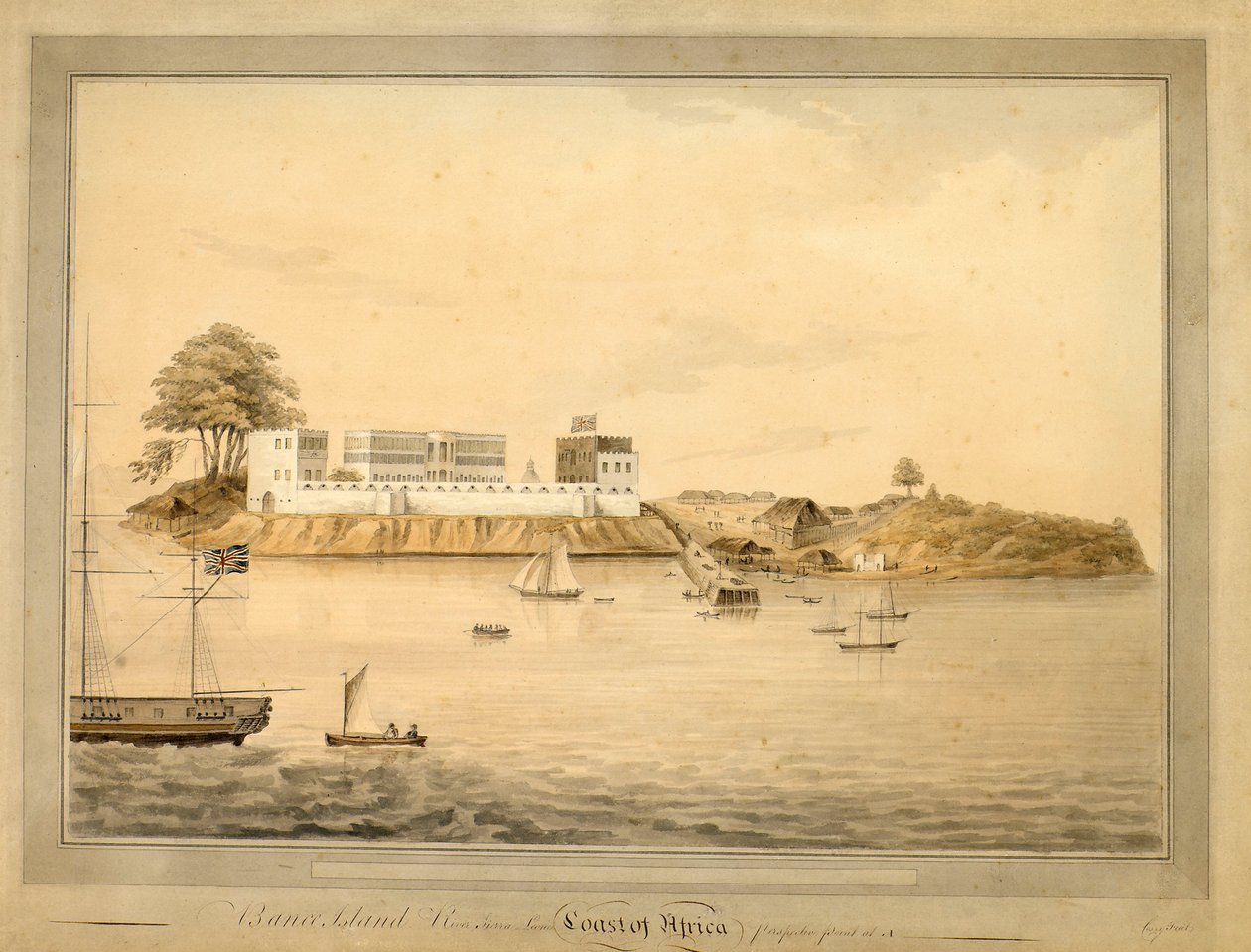 Vista de la isla de Bance, Sierra Leona, África, c.1805 (acuarela) de Joseph Corry