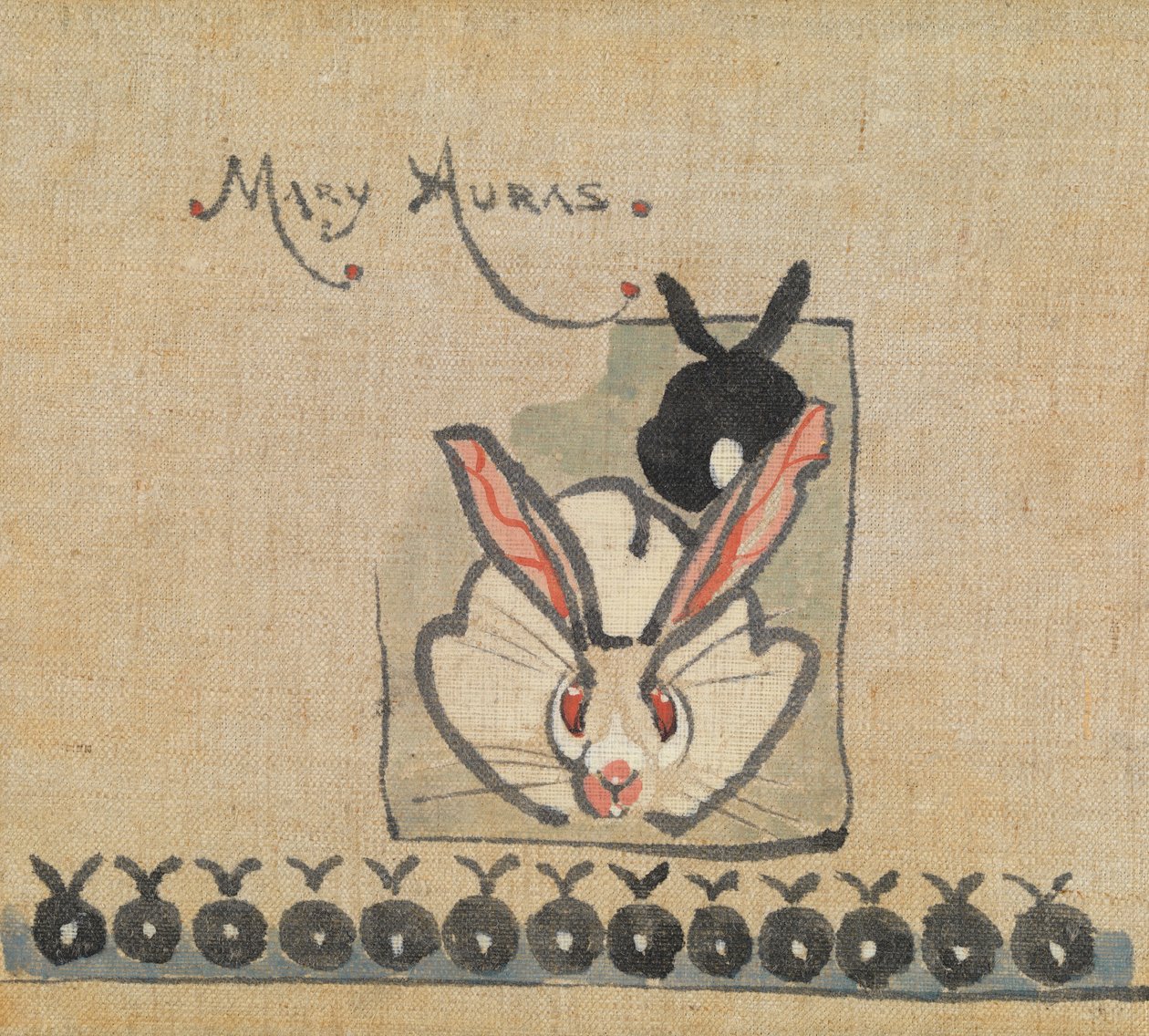 Conejos - Miss Auras (lápiz y acuarela sobre papel) de Joseph Crawhall