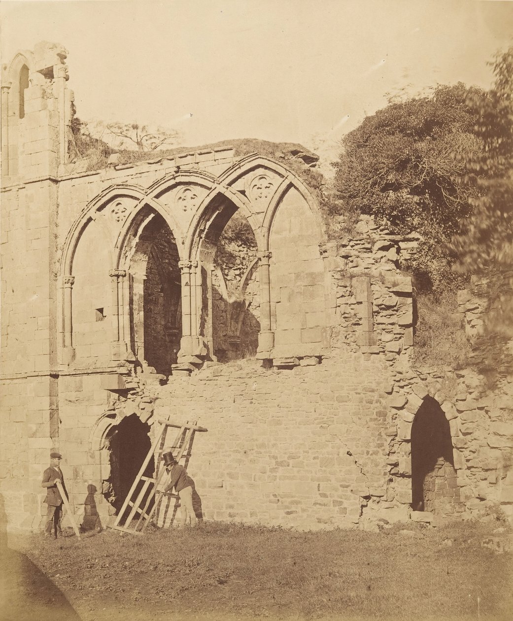 Abadía de Easby. El refectorio, 1850s de Joseph Cundall