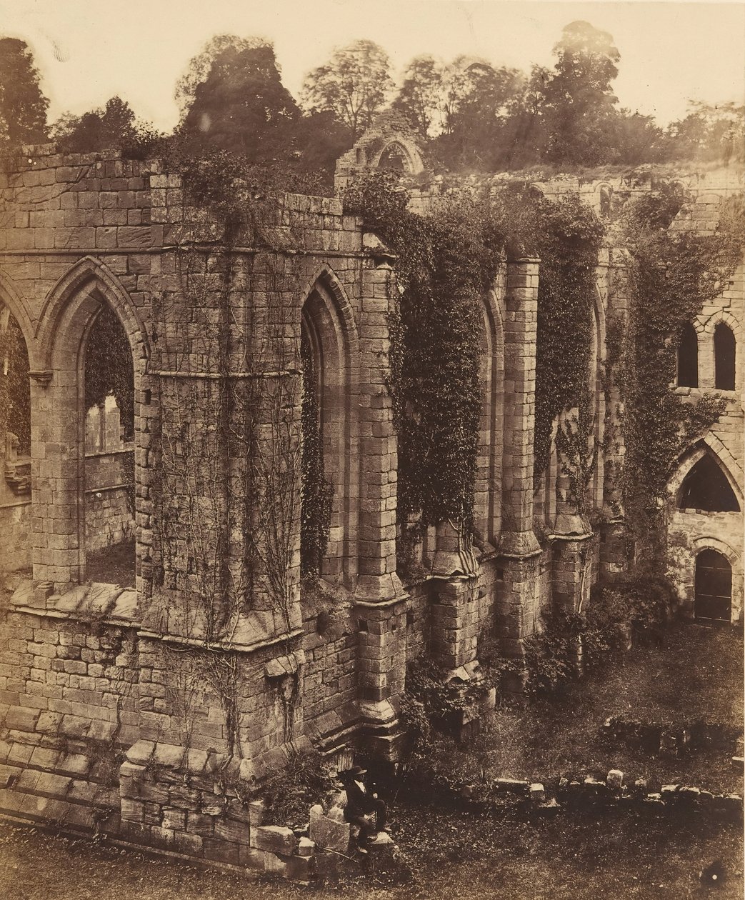 Abadía de Fountains. El Refectorio y la Cocina, 1850s de Joseph Cundall